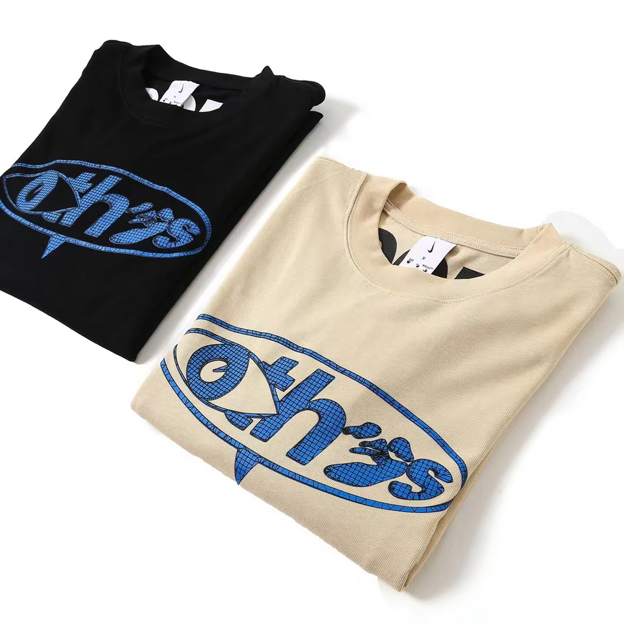 nike7015off- white联名款 不对称下摆字母印花短袖t恤#新款