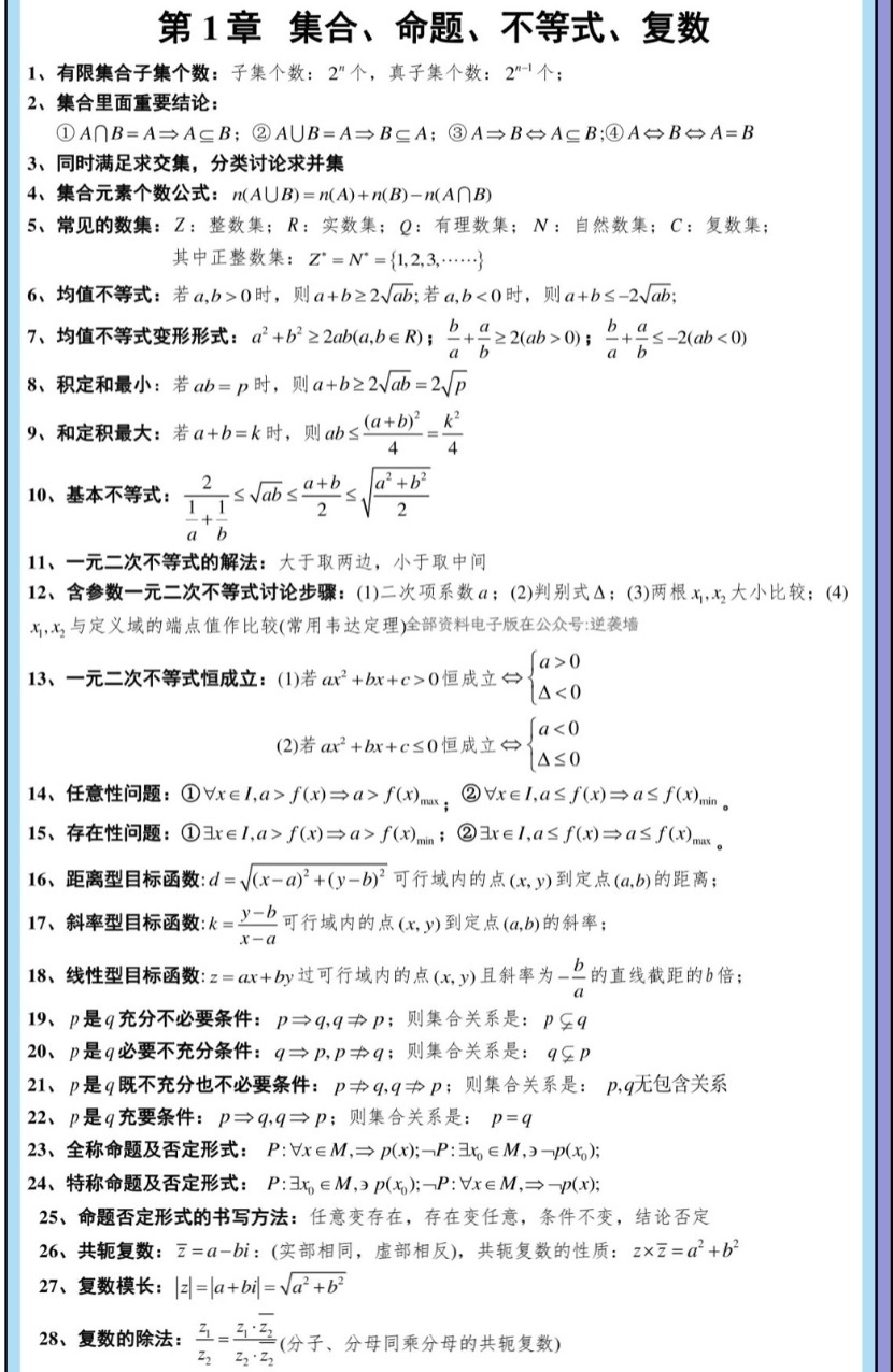 高中必背88个数学公式图片