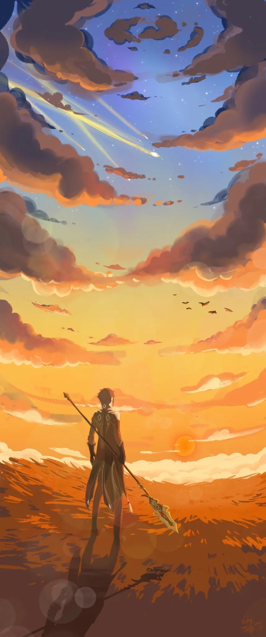 祭坛背影动漫少年江河图片唯美意境阳光灿烂动漫男主在高空俯视众生