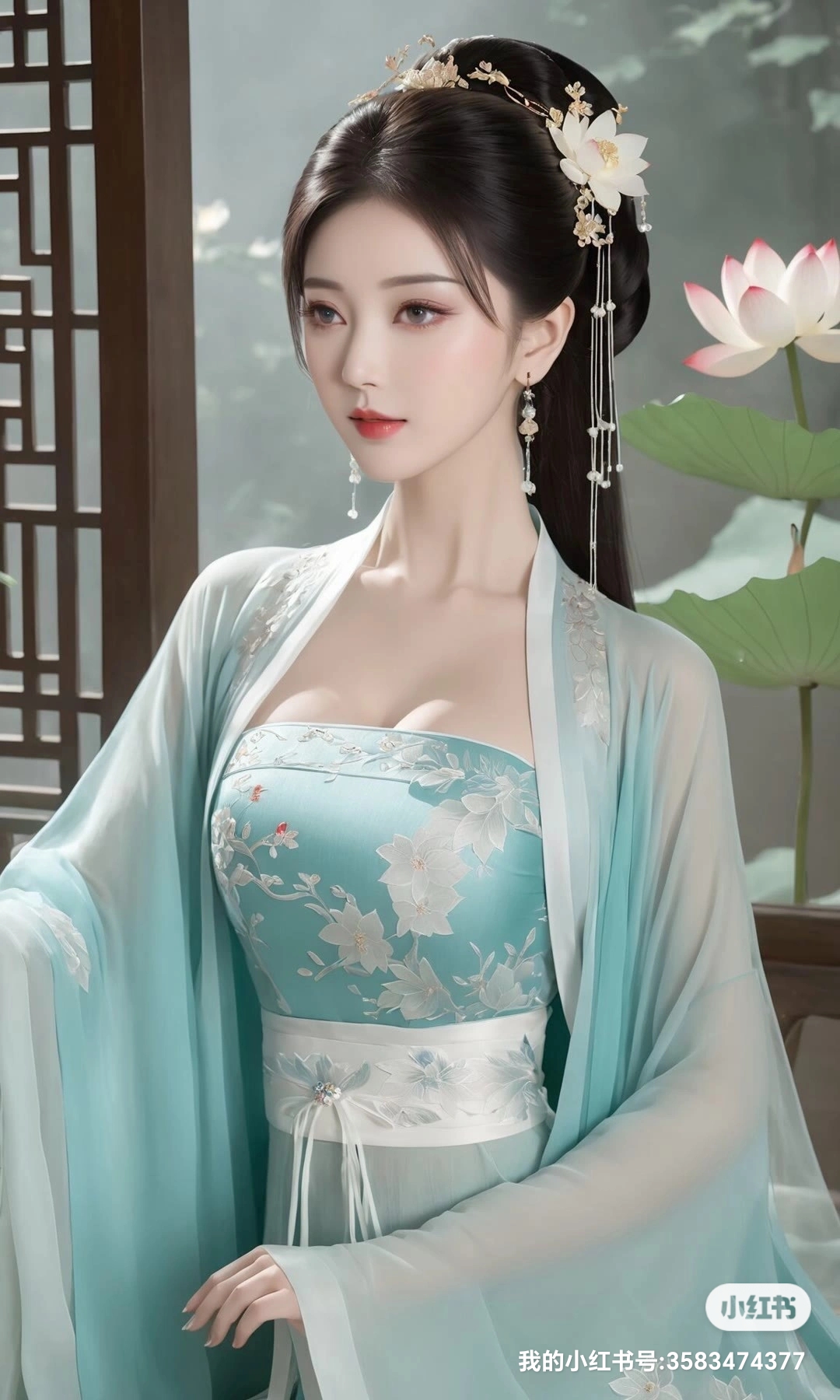 当我看到这位古代女子的穿搭,仿佛穿越时空,回到了那个繁华的古代.