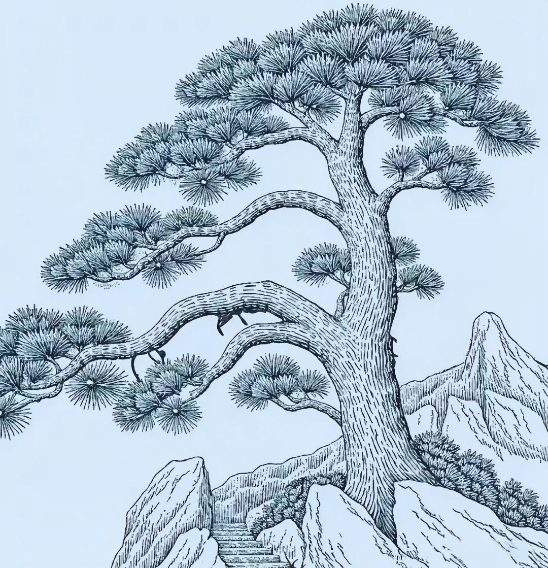 在下面这张图片上,我们发现了一个十分神奇的画,这幅画上有高山有大树