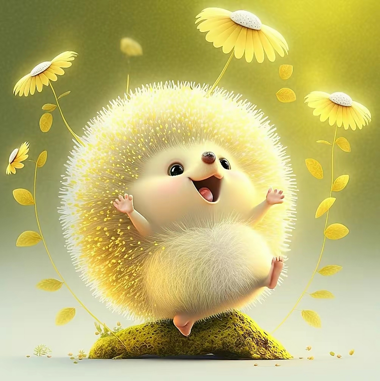 可爱呆萌的小刺猬,开心到跳起来了#治愈系