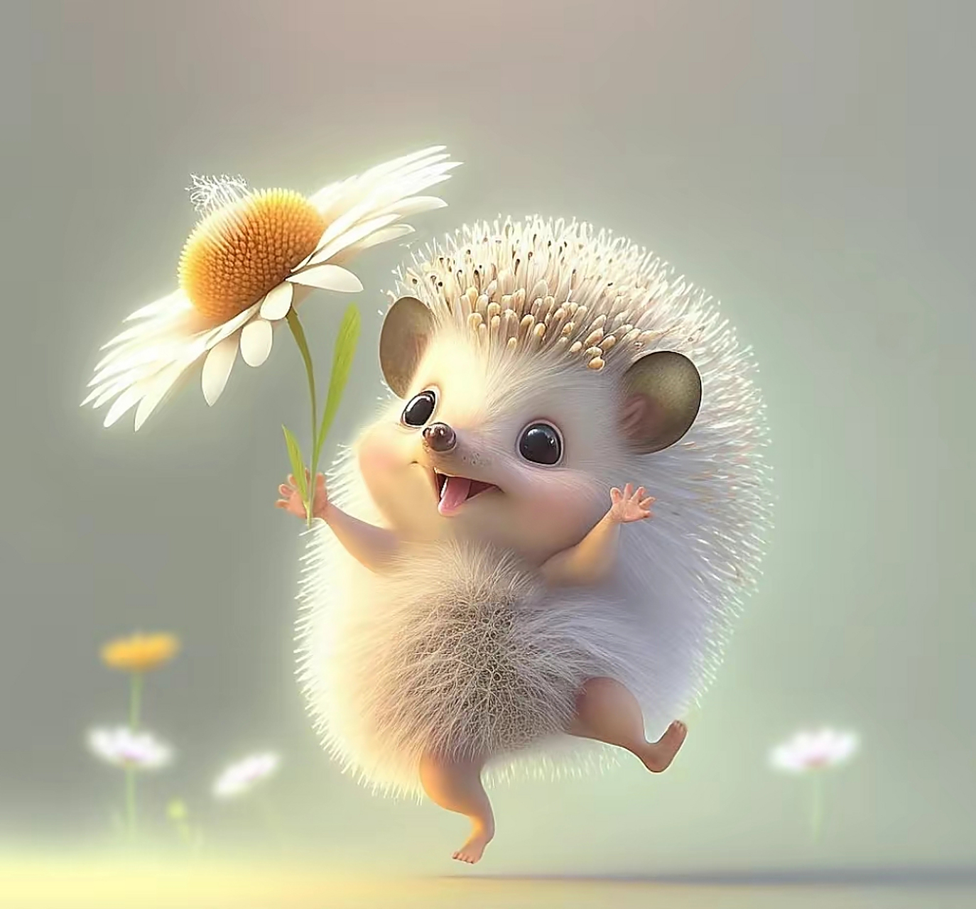 可爱呆萌的小刺猬,开心到跳起来了#治愈系