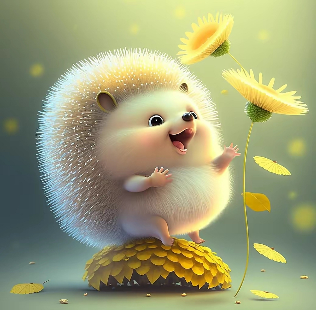 可爱呆萌的小刺猬,开心到跳起来了#治愈系