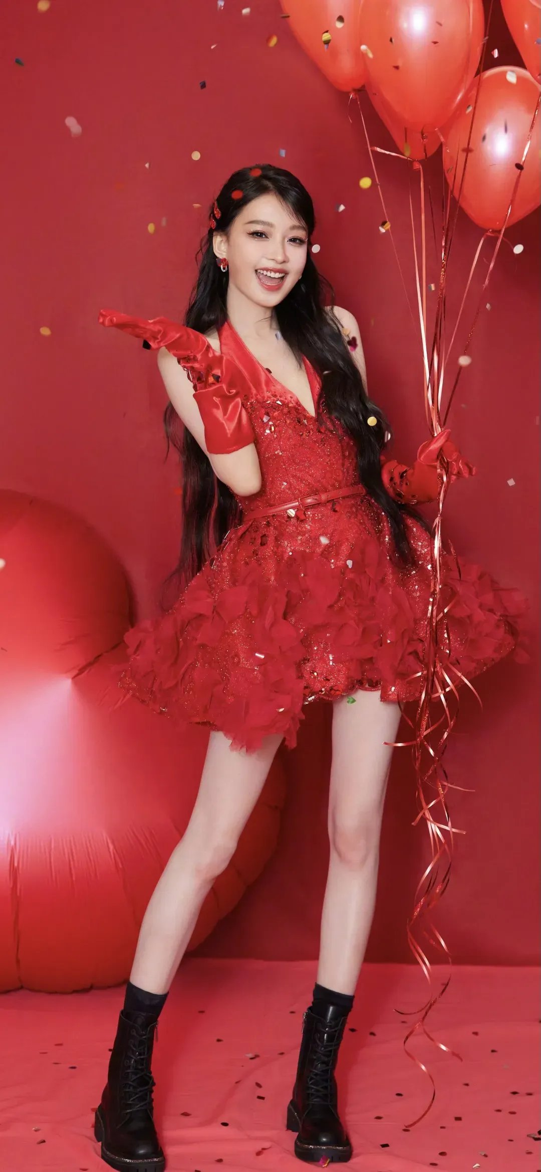 红裙美腿美女孙怡