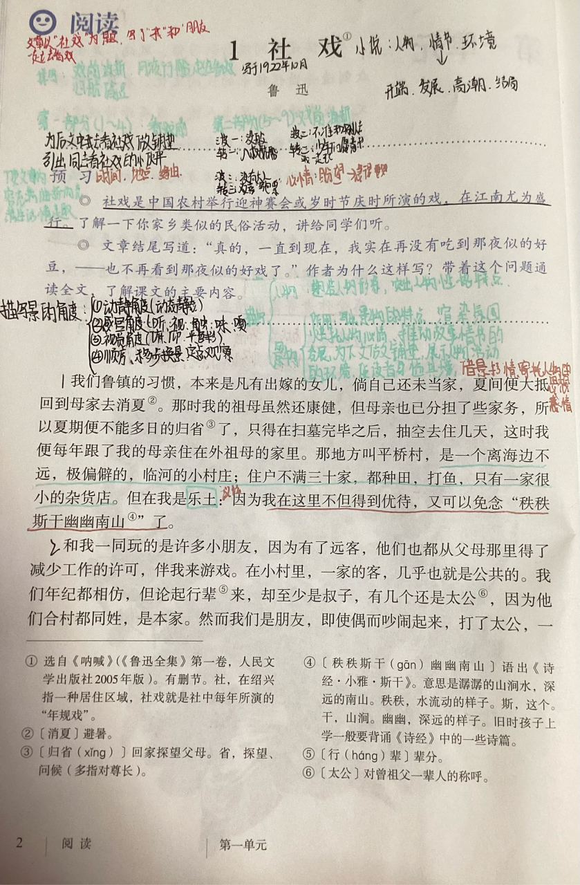 社戏 课堂笔记图片