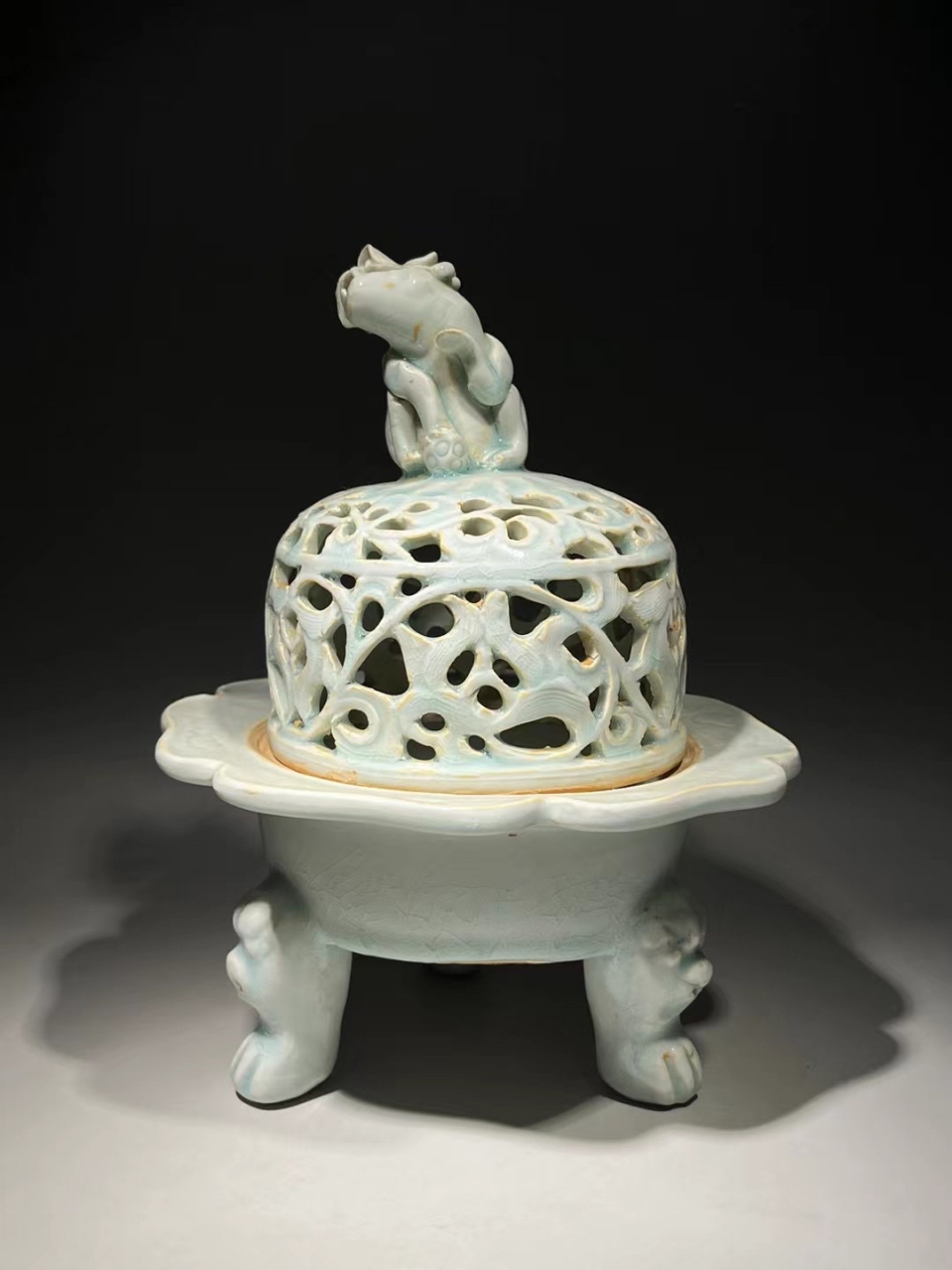 南宋 湖田窑影青釉兽足狻猊出香 #盘盘老物件