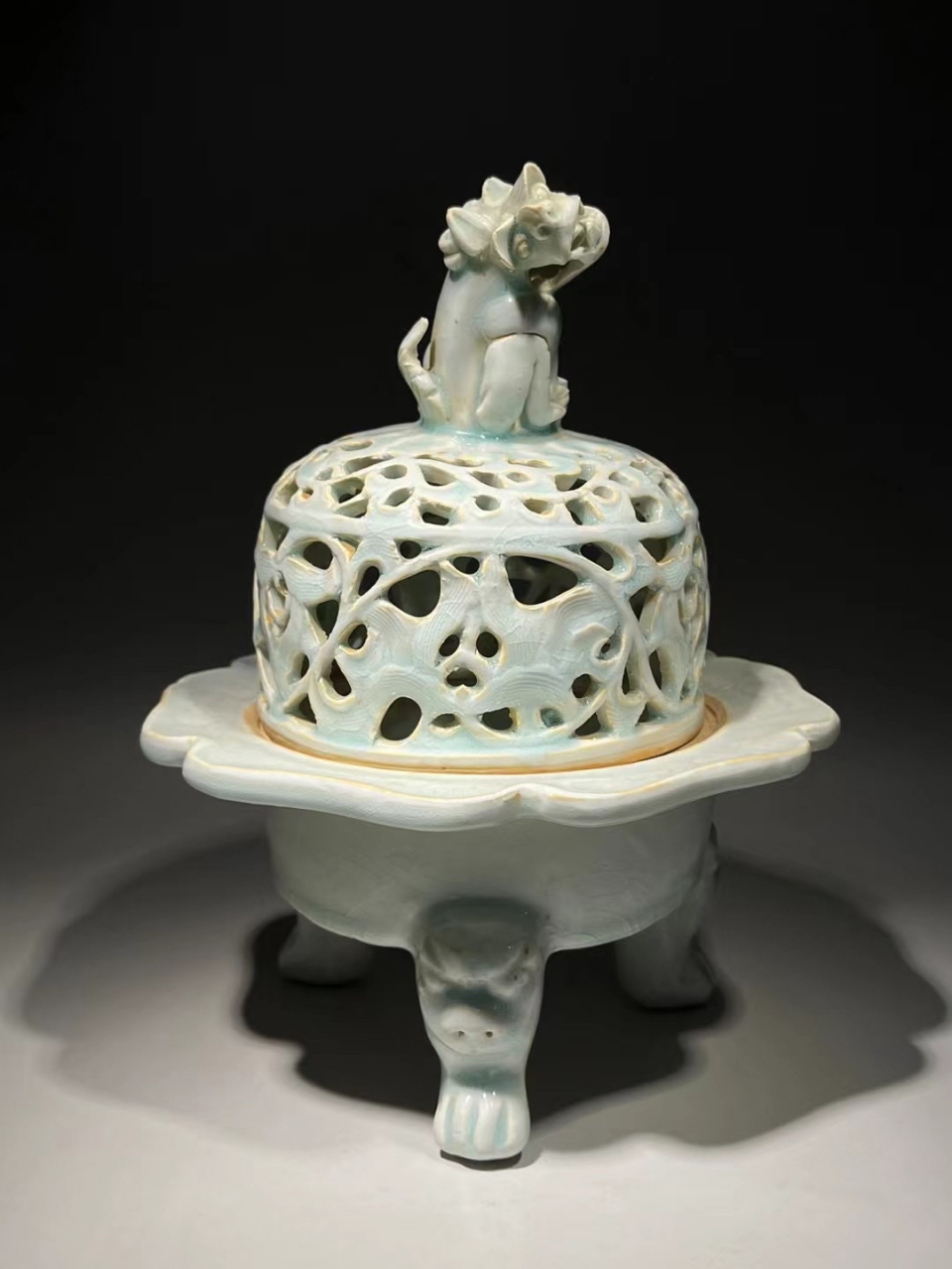 南宋 湖田窑影青釉兽足狻猊出香 #盘盘老物件