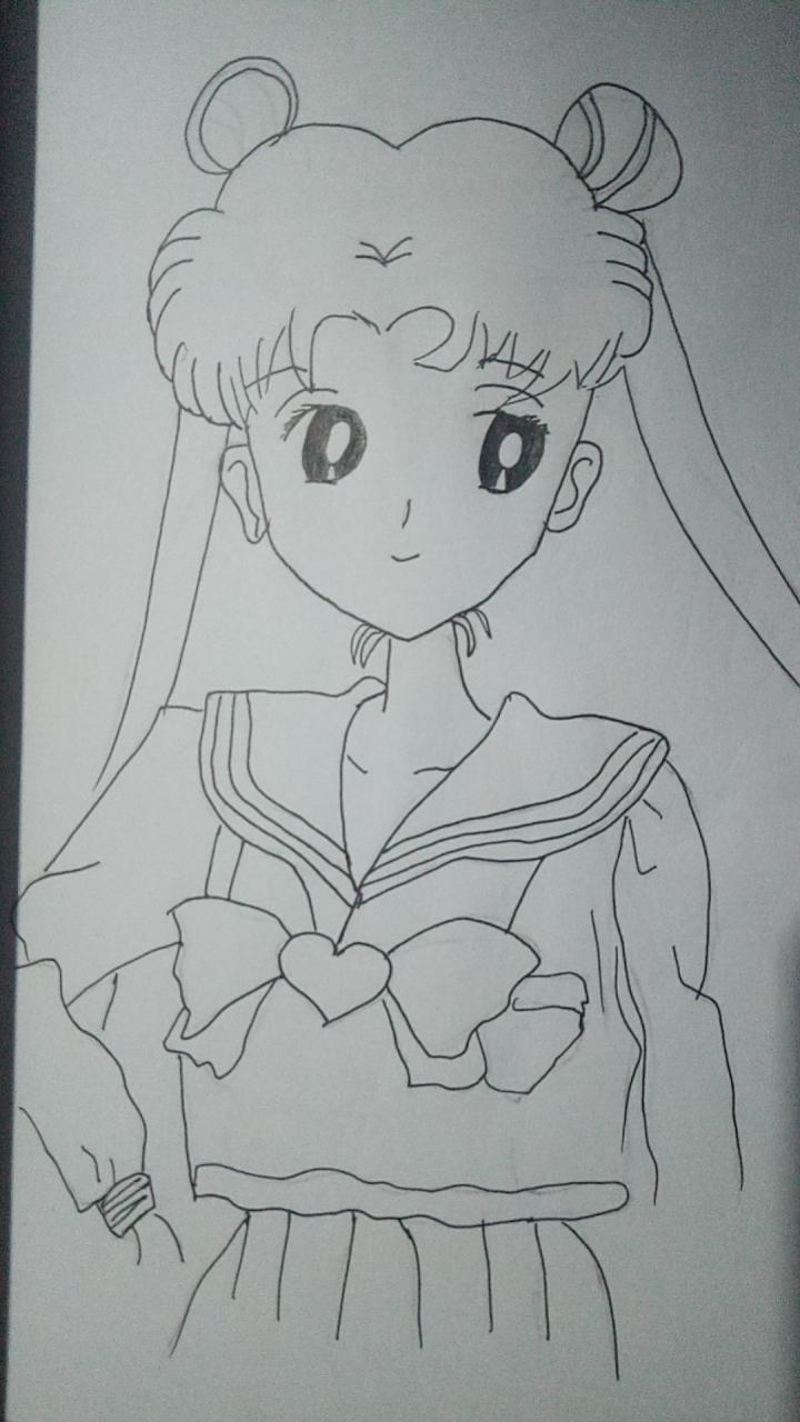 美少女战士# 我要代表月亮消灭你.#简笔画# #女孩