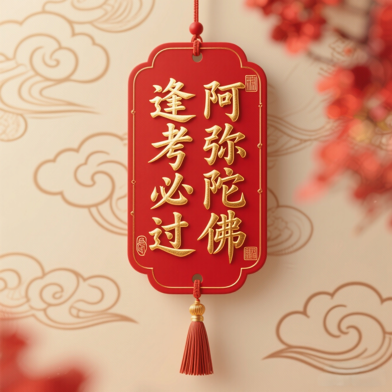 心头尘埃,吹散杂念,助你旗开得胜,心境佛教新年祝福卡片考试顺利图片