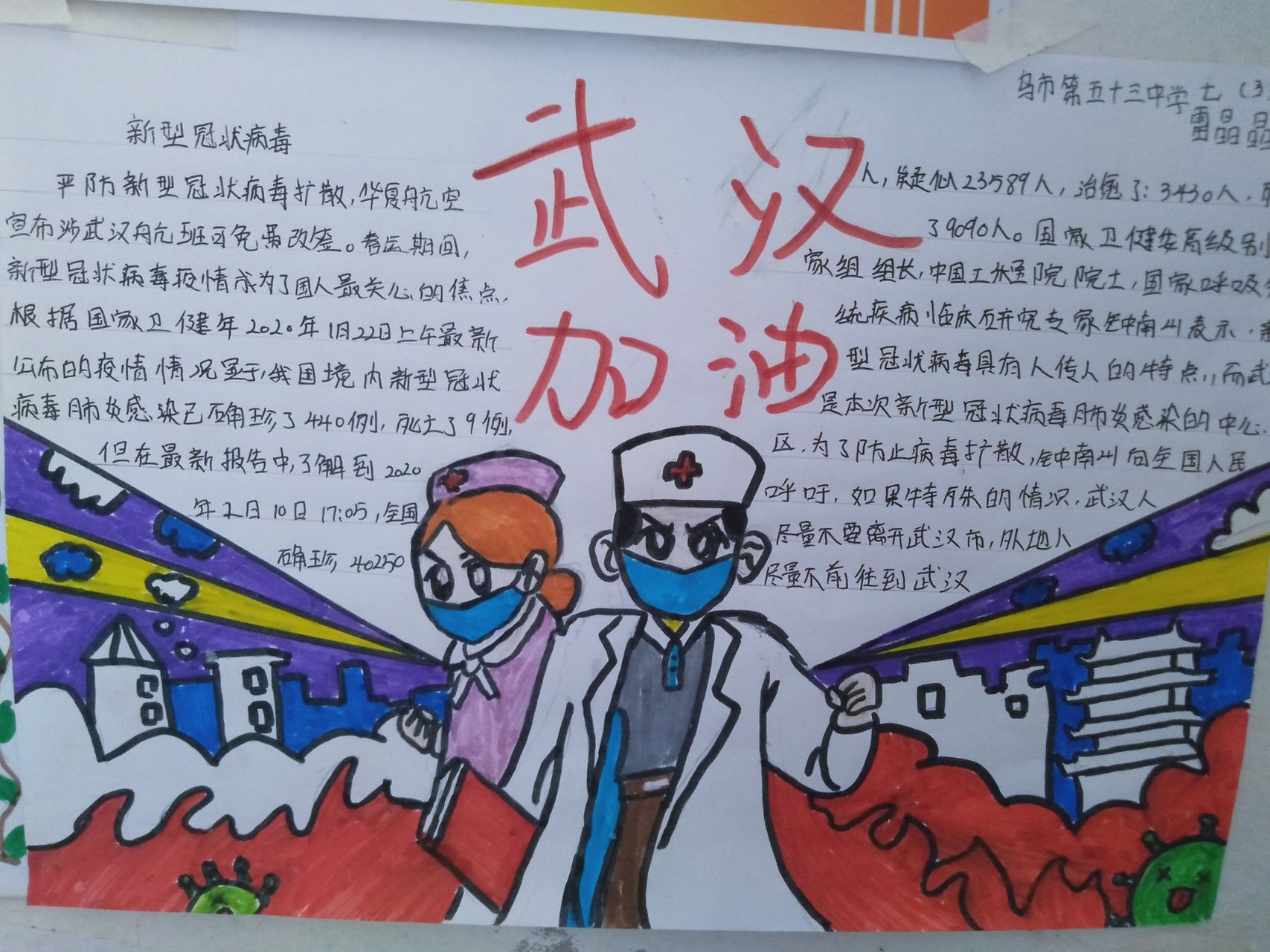武汉加油手抄报