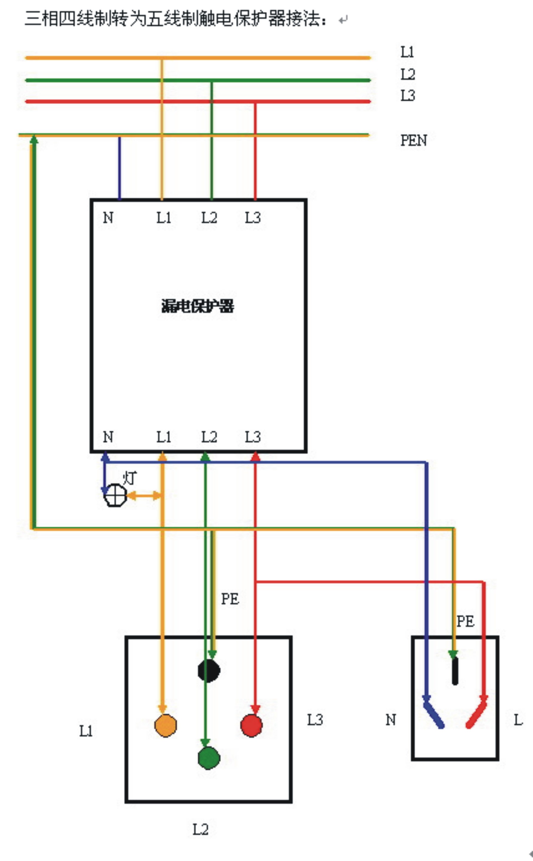 3相漏电保护器接线图图片