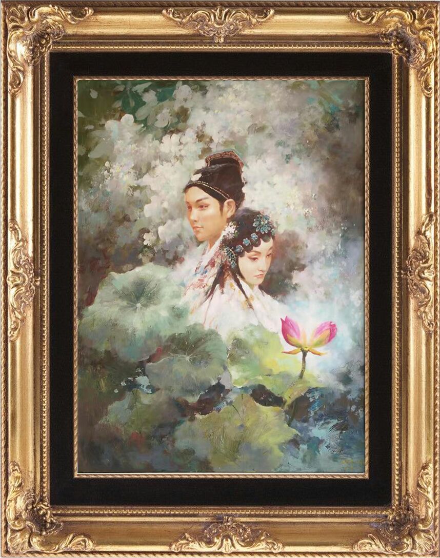 两幅以《牡丹亭》游园惊梦为题材的昆曲油画,那画面如诗如画,将我带入