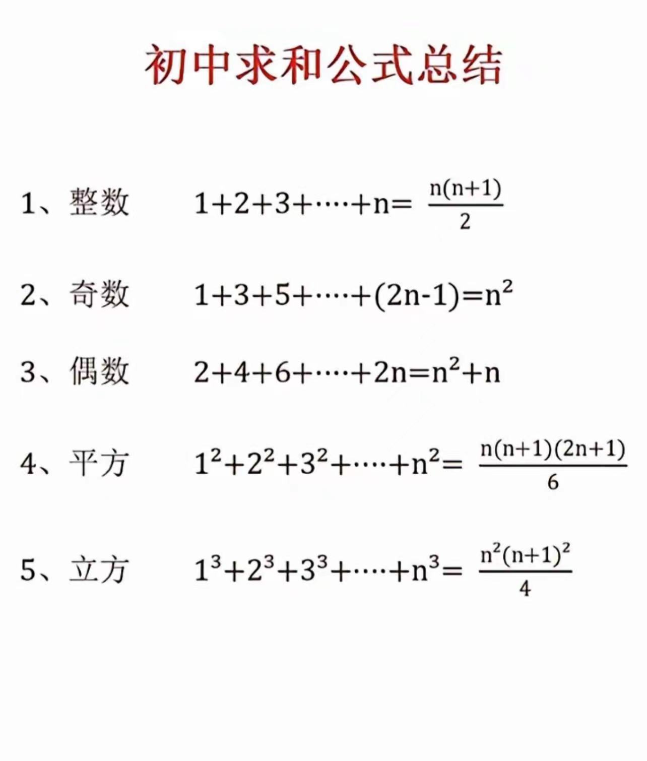 ∑求和公式计算规则图片