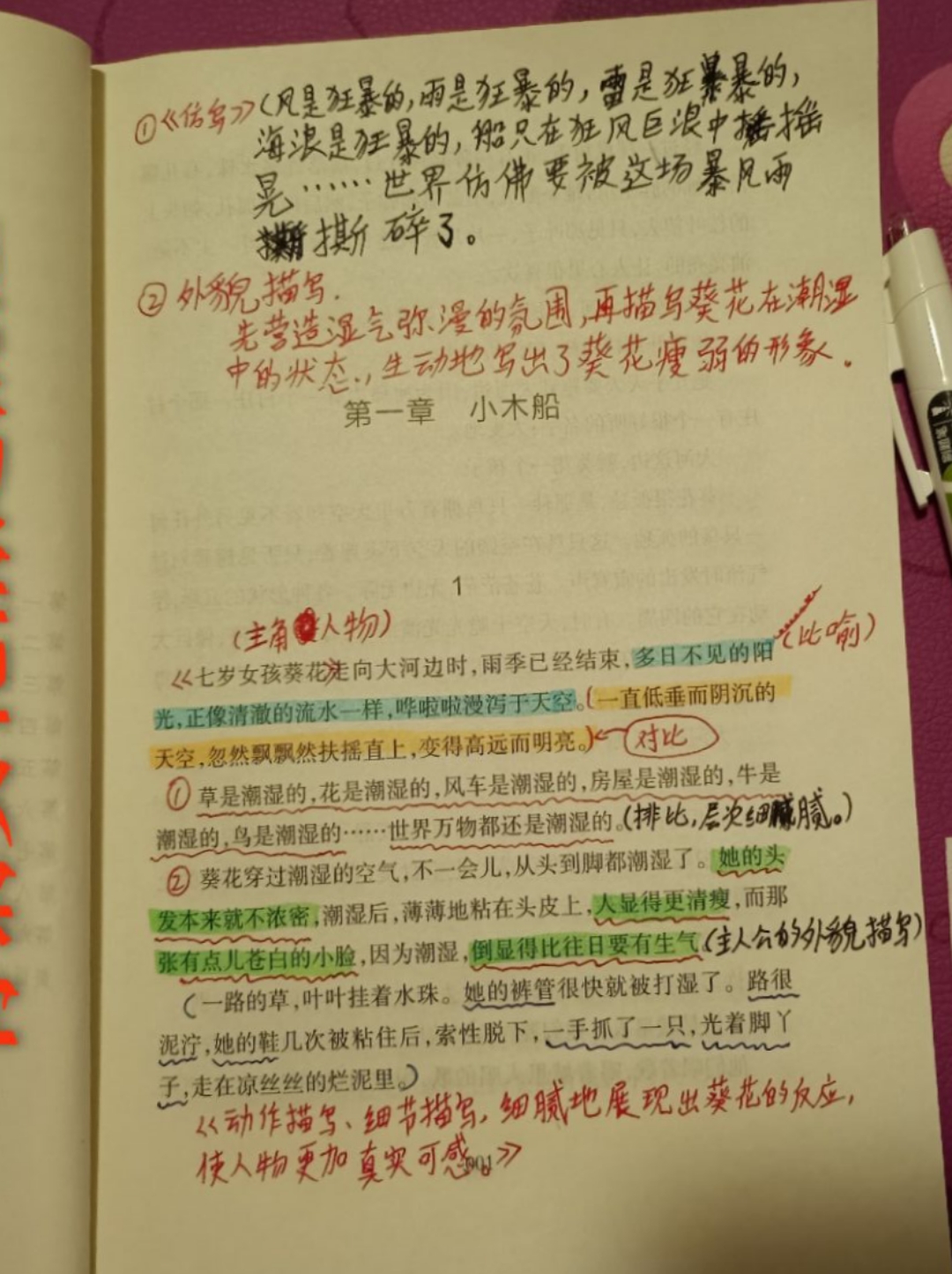 《青铜葵花》手写批注第一章持续更新中,每日和娃阅读一点,学习一点