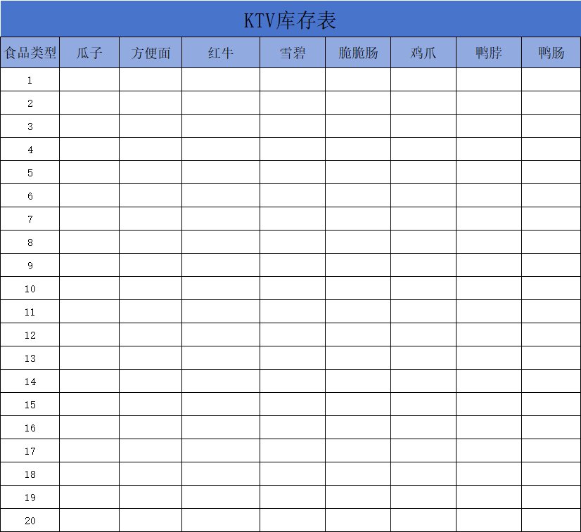 ktv库存表格制作#表格制作# #excel表格