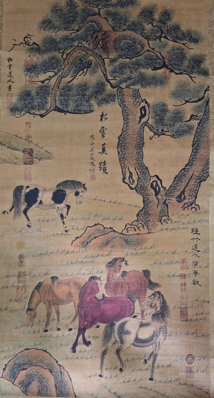 南宋画家赵孟頫的一幅马图挂轴画,纵130厘米72横65厘米 6767