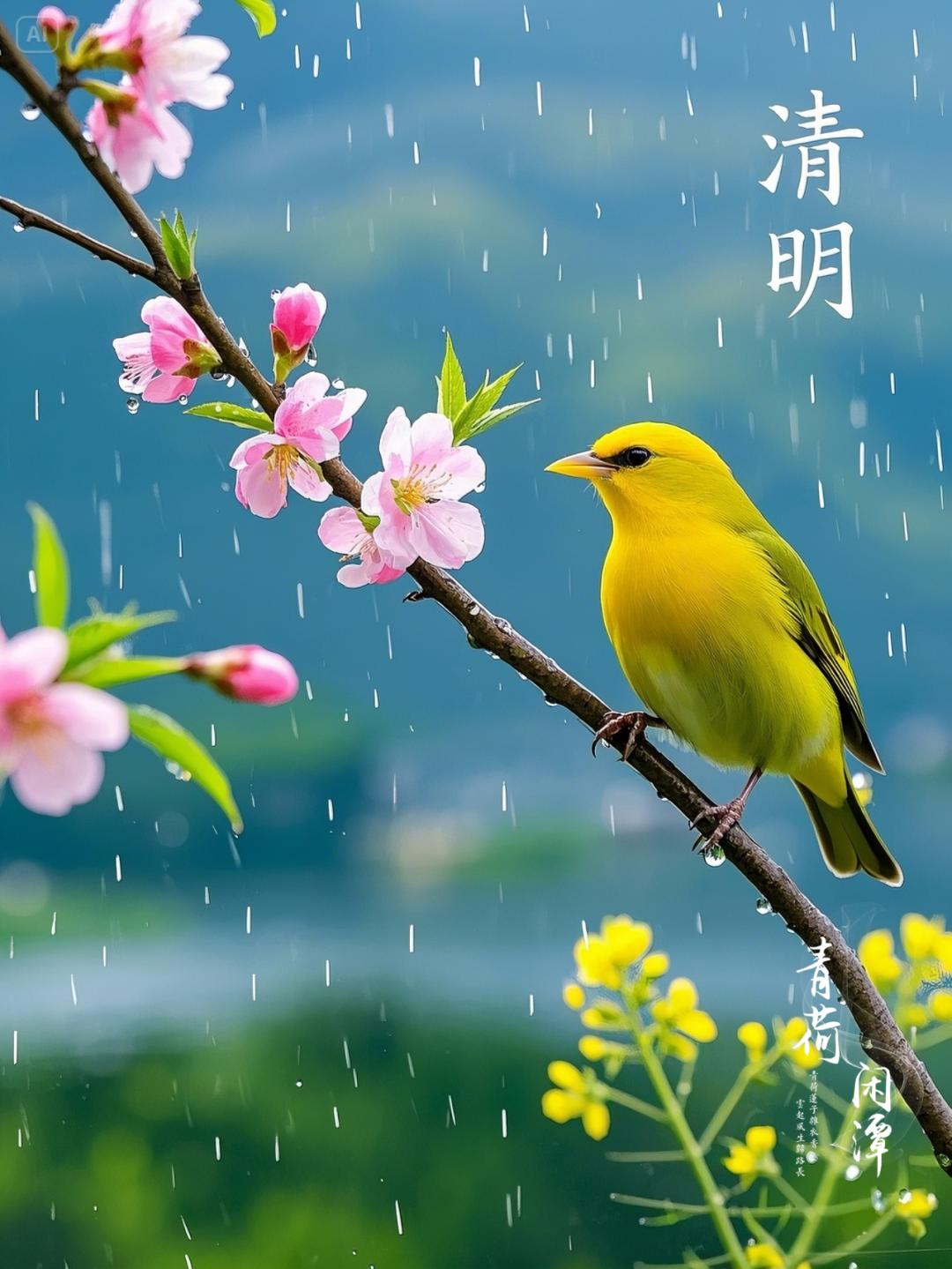 清明寄思情 清明时节雨纷纷, 思念亲人情更浓