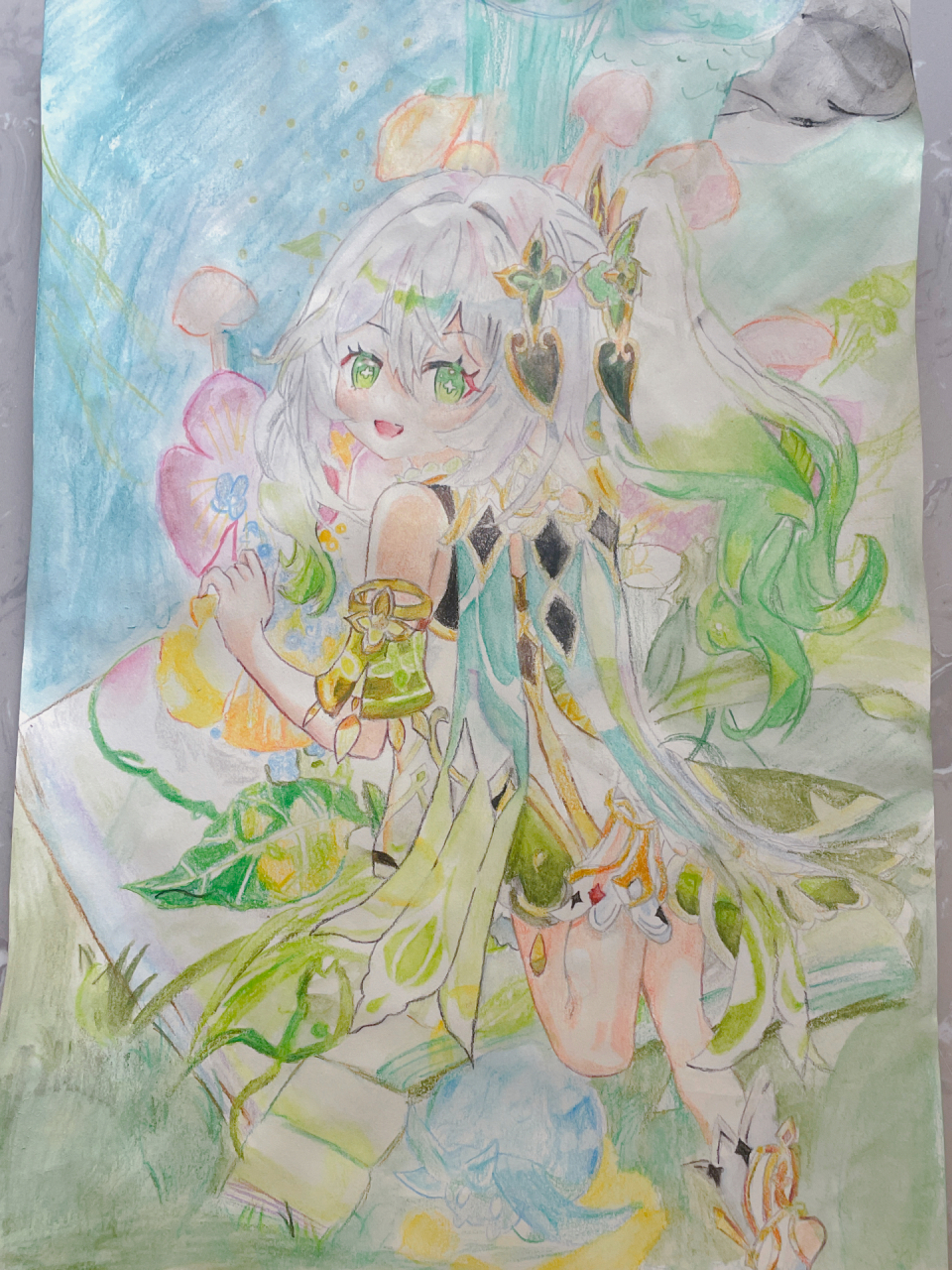 二次元专属交流地# #原神小草神# #跪求度娘给点流量# 小草神上色的