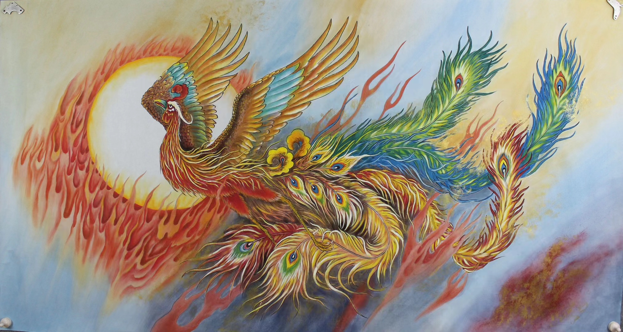 这幅画卷,犹如东方艺术之瑰宝,色彩斑斓,璀璨夺目.