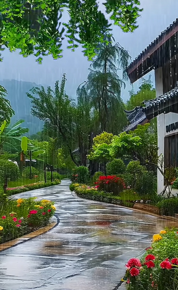 雨打芭蕉,滴滴答答,这是自然的轻歌