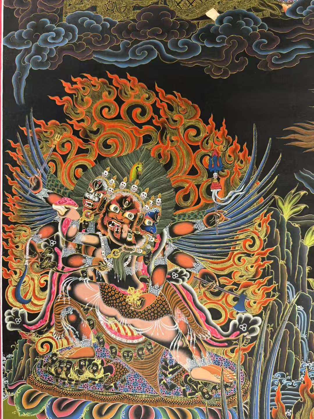 《马头金刚》唐卡,大尺寸106x152cm 24k金满工顶级作品,细节精湛,绝对