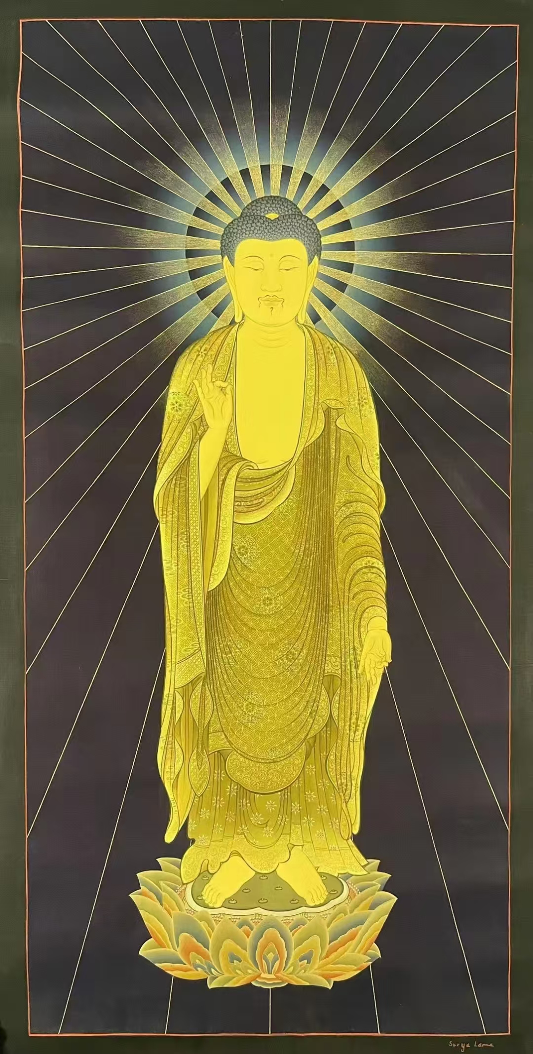 馆藏级东密传承唐卡《阿弥陀佛》 尺寸75x40cm左右