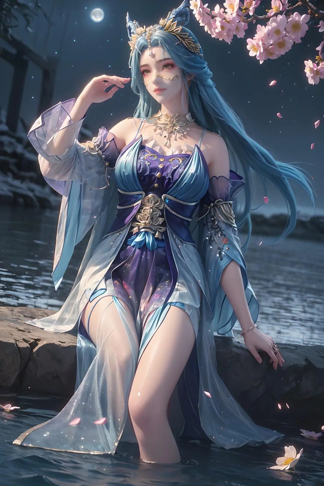 完美世界 龙女    月下美人,如梦似幻,樱花相伴. 图片源于网络侵删