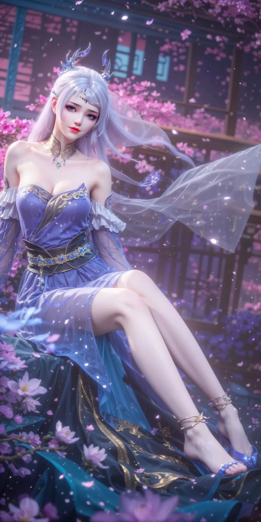 仙女姐姐  洛璃,坐在椅子上,手托香腮,美得让人窒息.