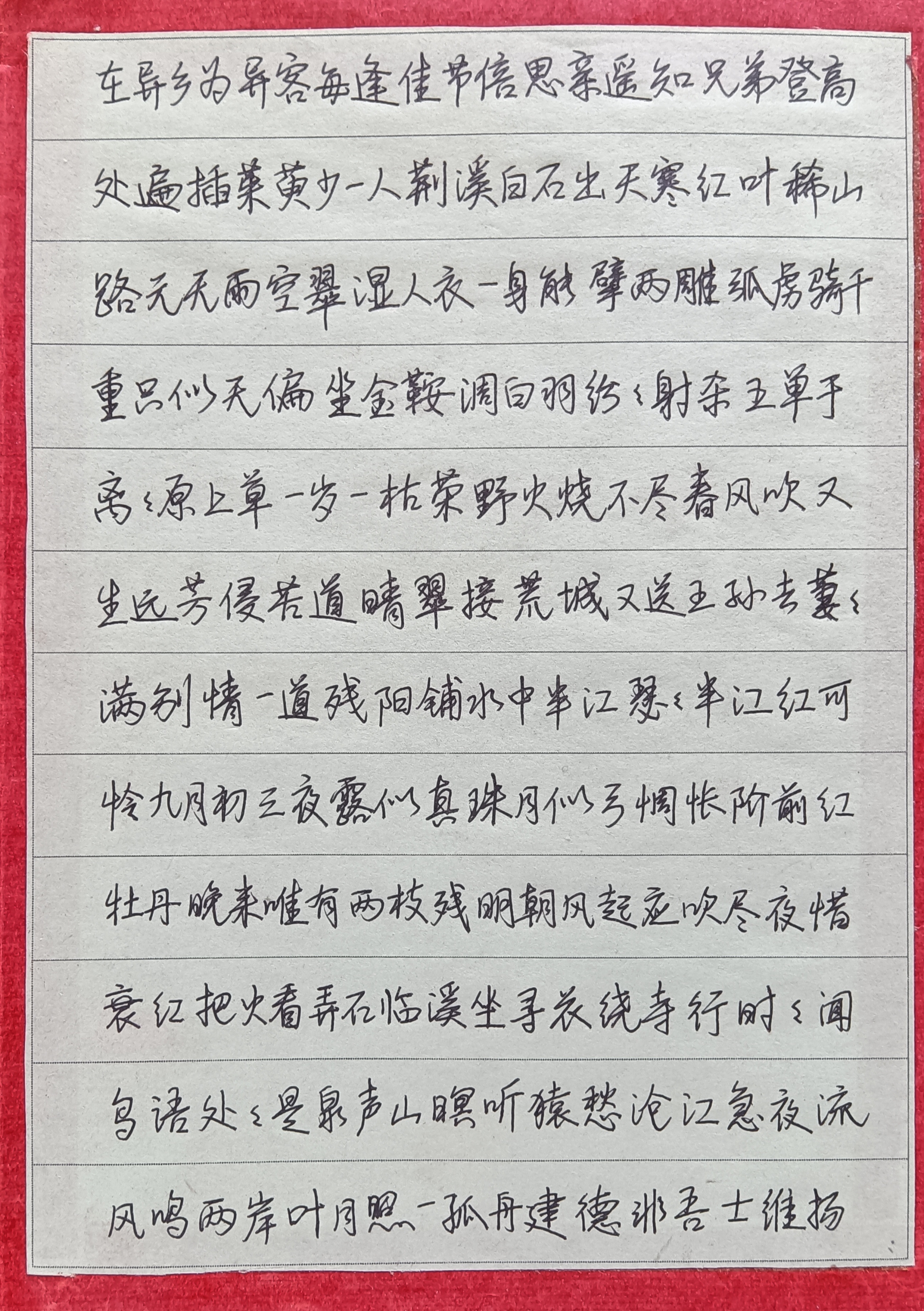 陈启蒙同学书写古诗二十九首