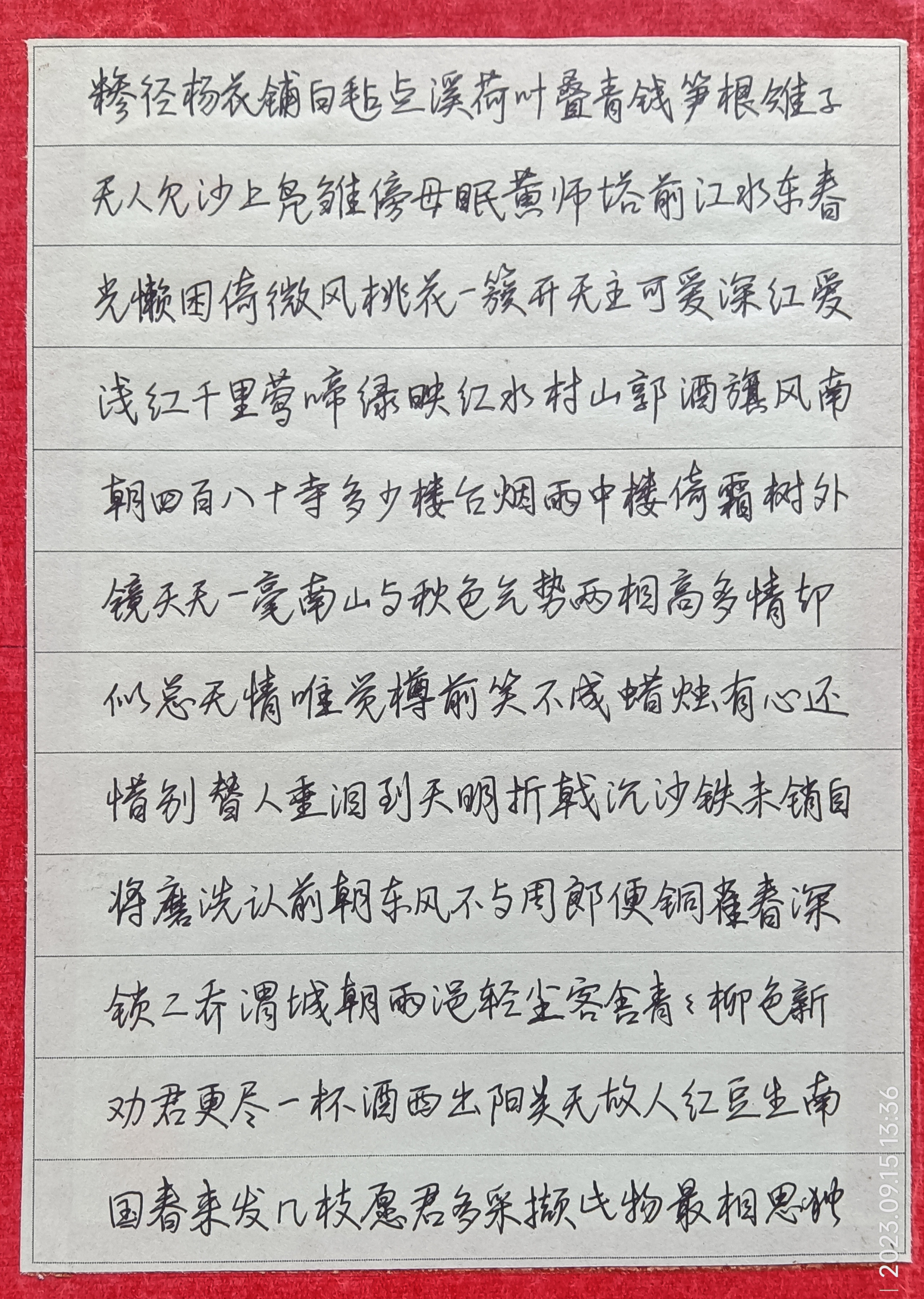 陈启蒙同学书写古诗二十九首