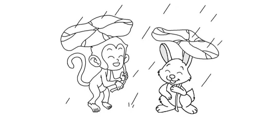 于是就把荷叶摘下来,当他的雨伞