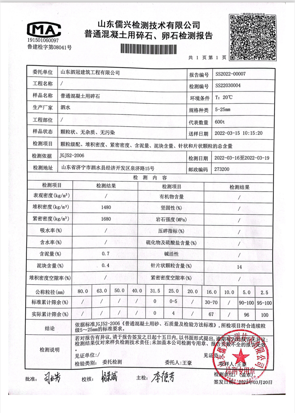 砂石料检测报告范本图片