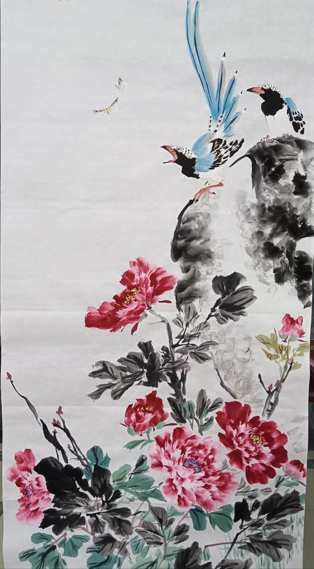王雪涛牡丹风格临摹,四尺整张