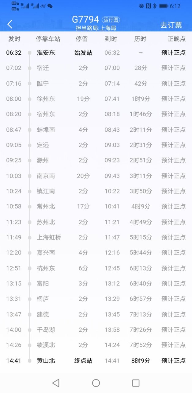 强烈建议g7794从南京南改道向南走宁杭到杭州后再走杭黄到黄山北.