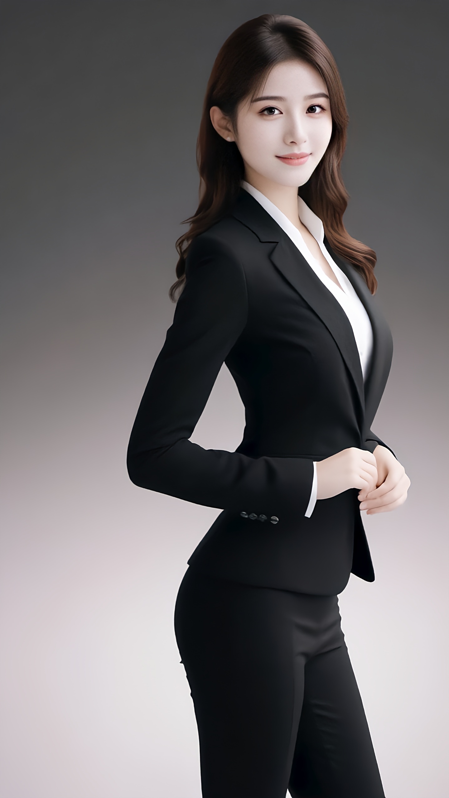 职场丽人,优雅自信,一袭黑西装,干练潇洒,展现女性职场魅力.