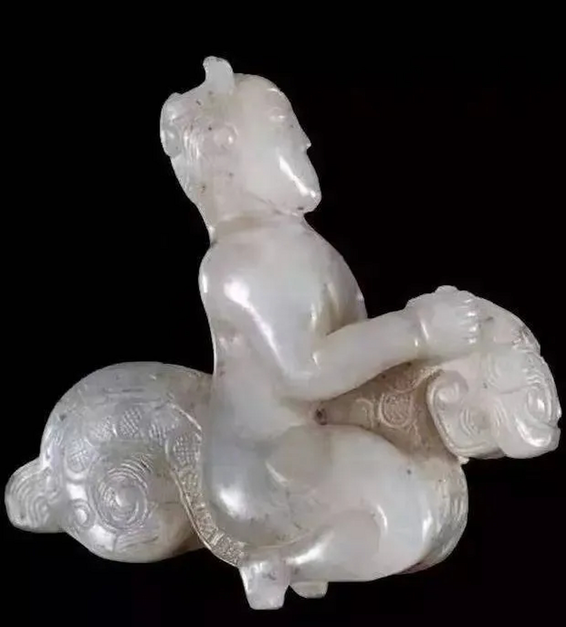 战国圆雕神人御兽,极为珍罕