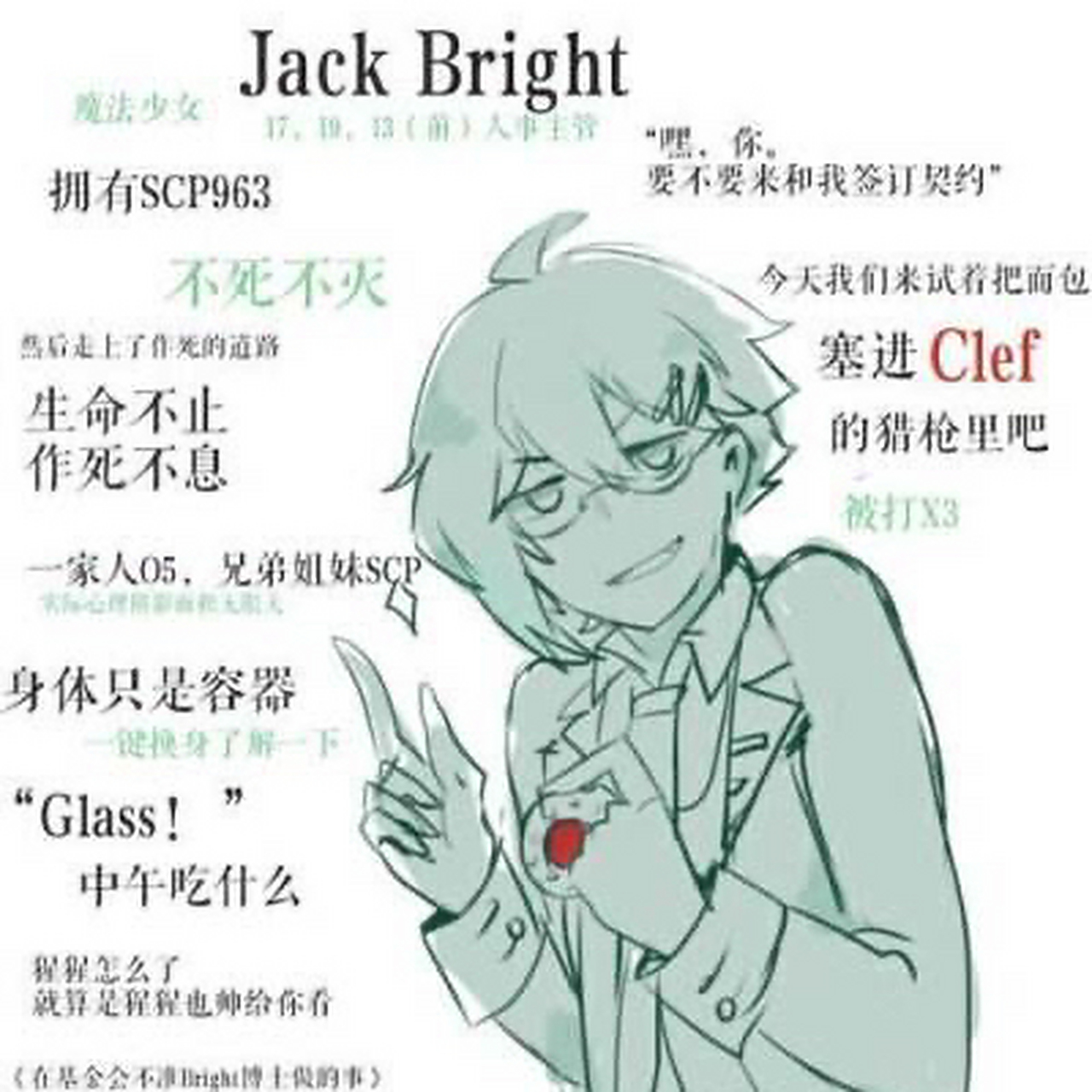 于近期事件发生后,bright博士晋升为site17,19和63的人事主管.