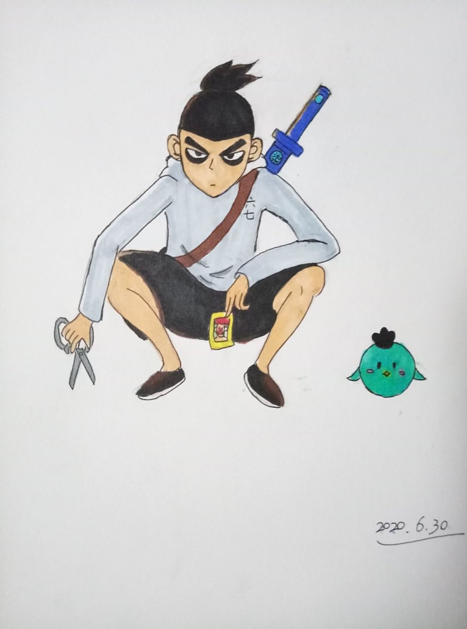 刺客伍六七手绘#  伍六七和小飞[心] 开学了没办法经常更新 不要在意