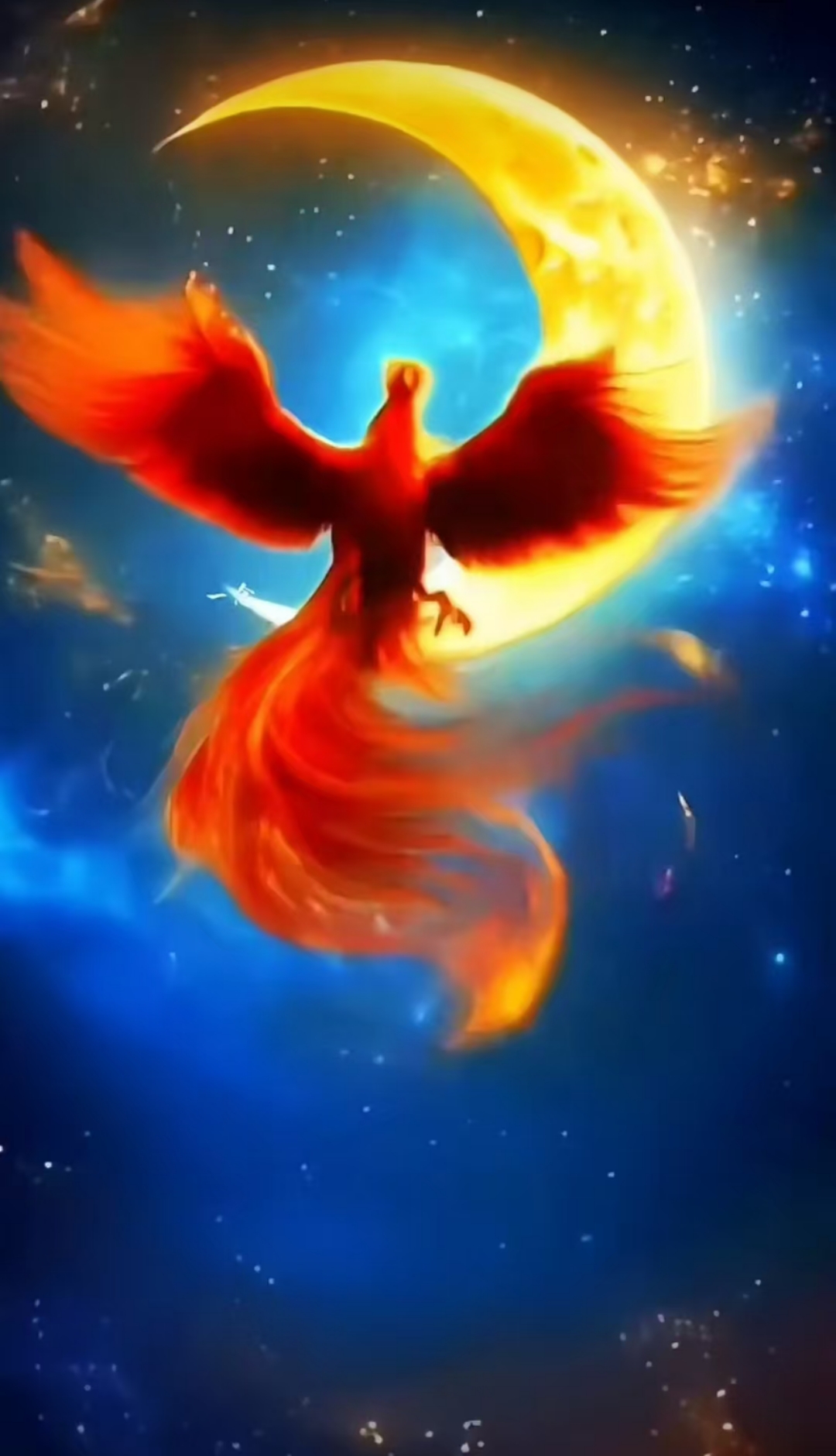 红花一朵的刹那间,却生出一只红色鸟儿,它是火凤凰,在花蕊中重生,新羽