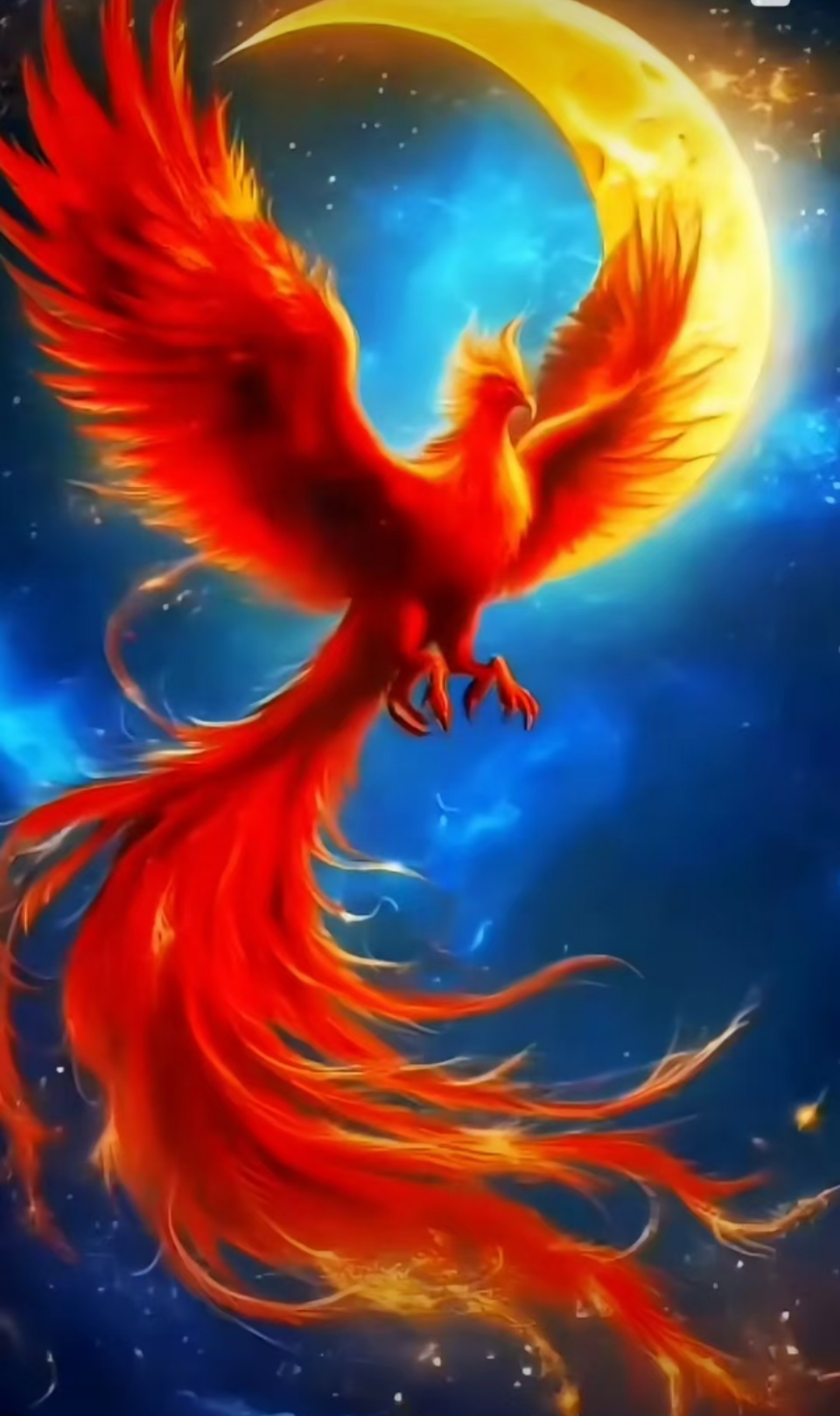 红花一朵的刹那间,却生出一只红色鸟儿,它是火凤凰,在花蕊中重生,新羽