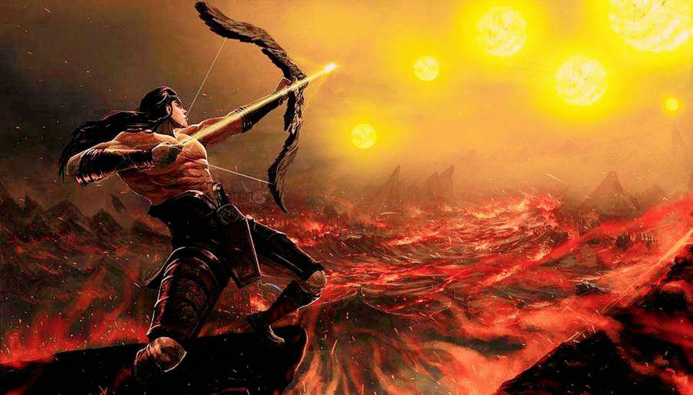 后羿射日是中国古代神话中的一个重要故事,讲述了后羿利用神箭射下九