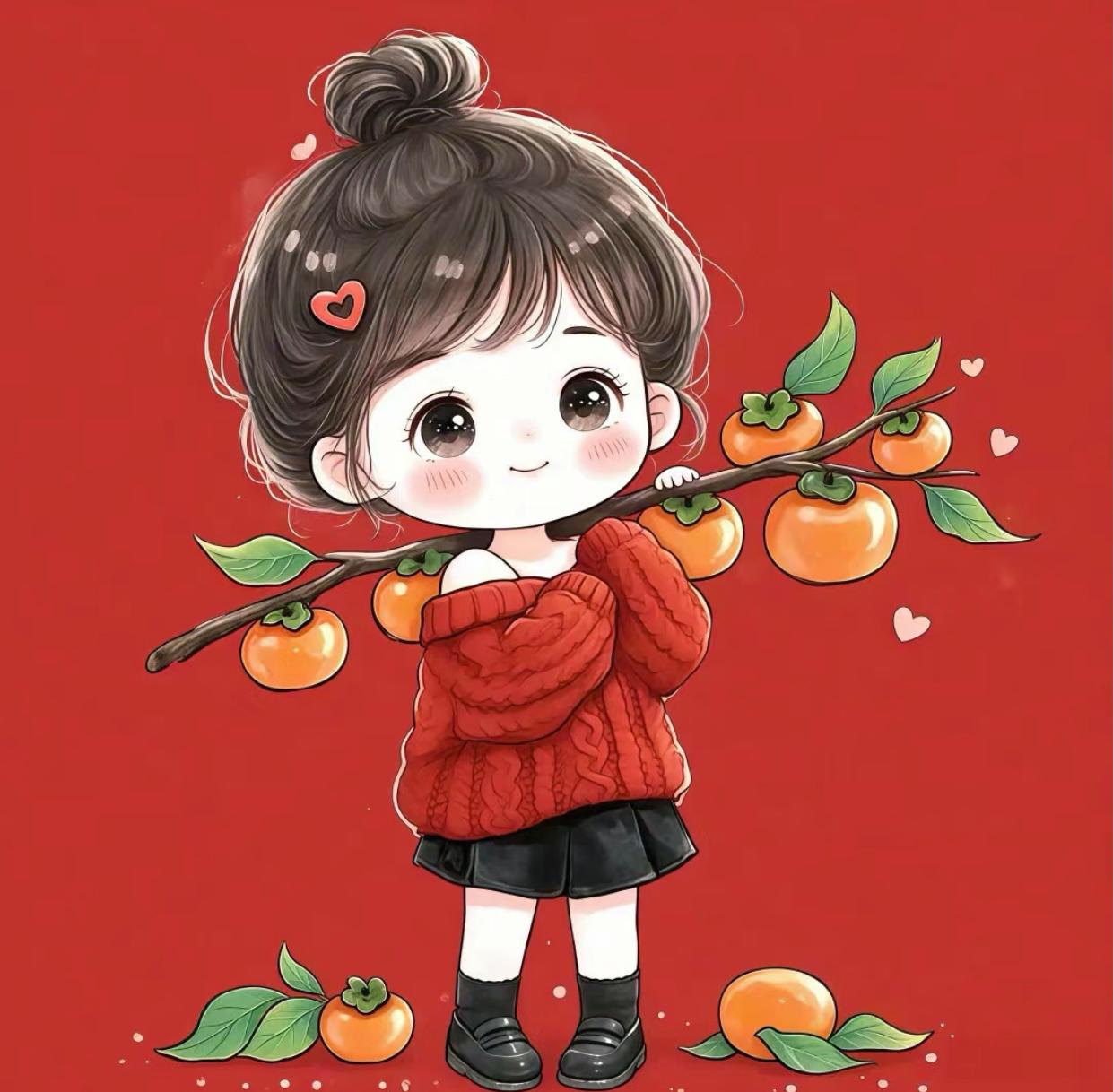 "柿柿如意 万柿大橘". 新年喜庆可爱小头像