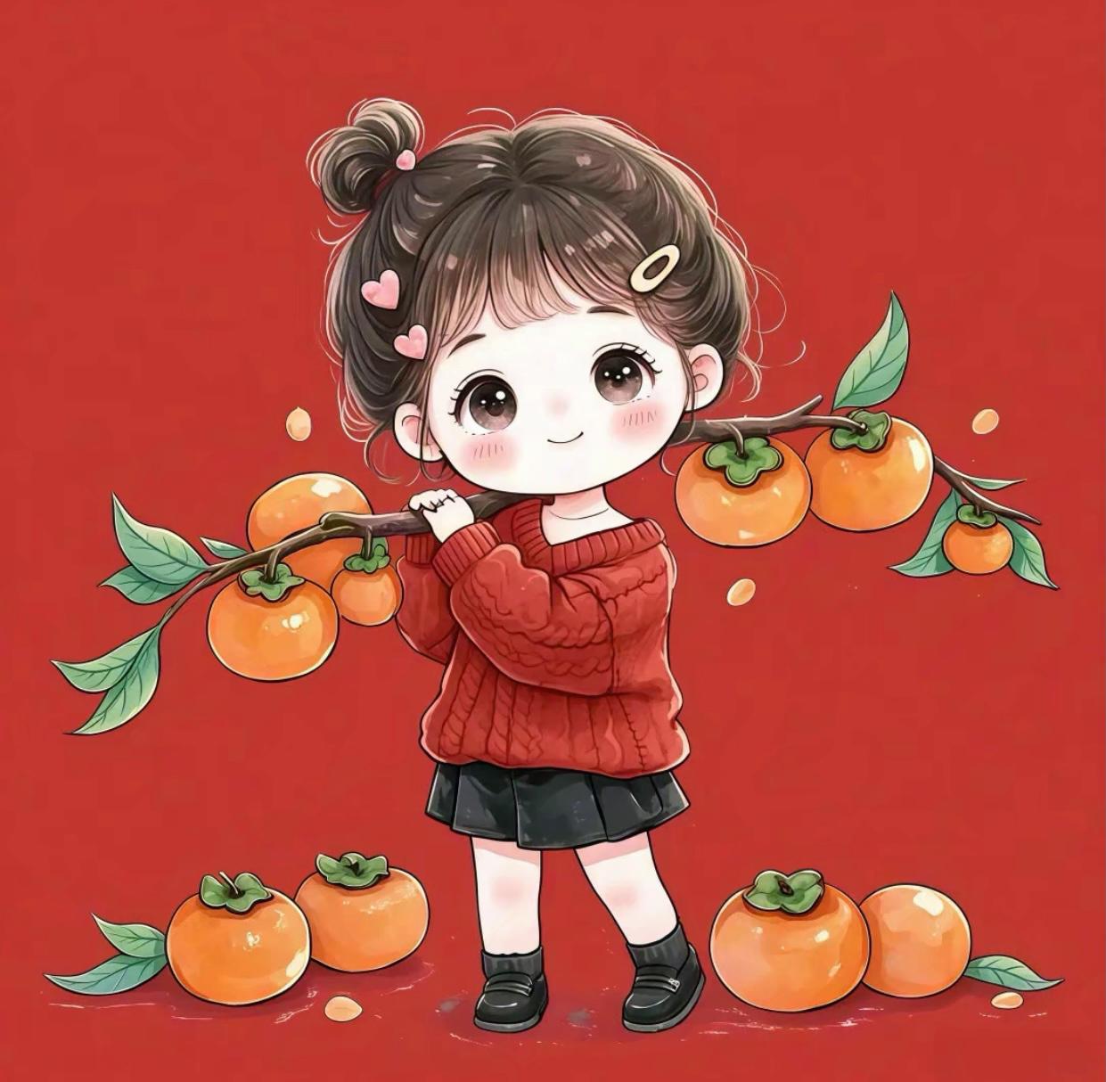 "柿柿如意 万柿大橘". 新年喜庆可爱小头像