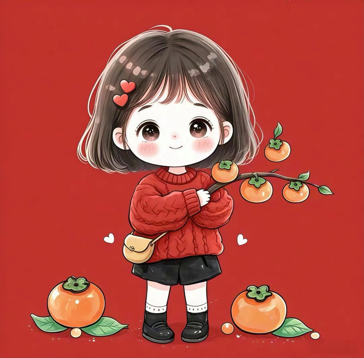 "柿柿如意 万柿大橘". 新年喜庆可爱小头像