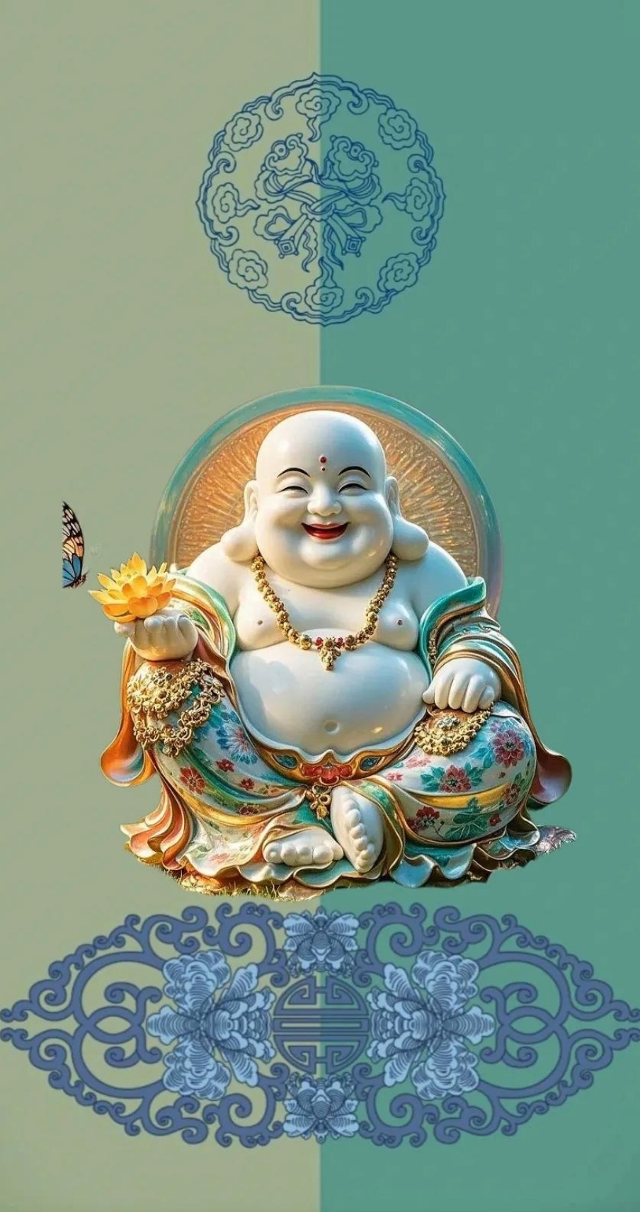 笑口常开弥勒佛菩萨手机锁屏壁纸~