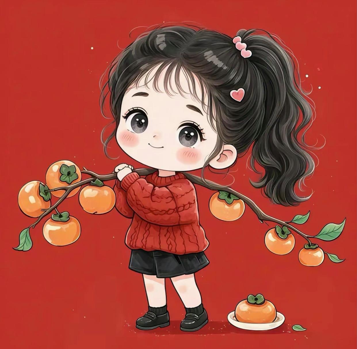 "柿柿如意 万柿大橘". 新年喜庆可爱小头像