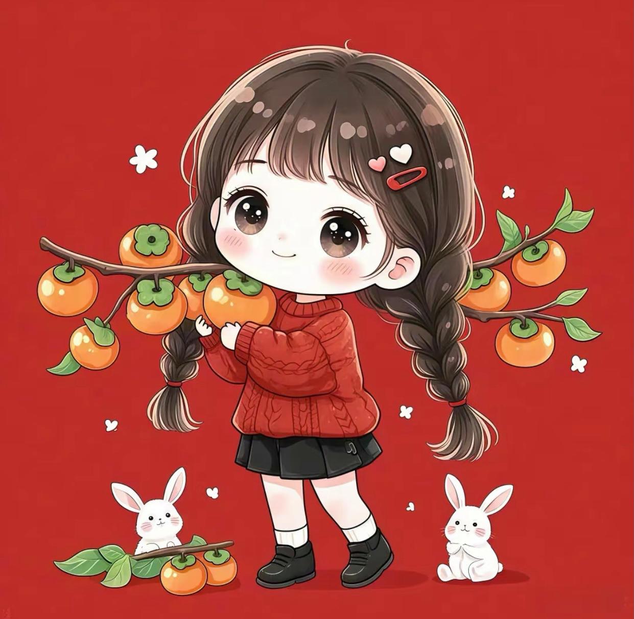"柿柿如意 万柿大橘". 新年喜庆可爱小头像