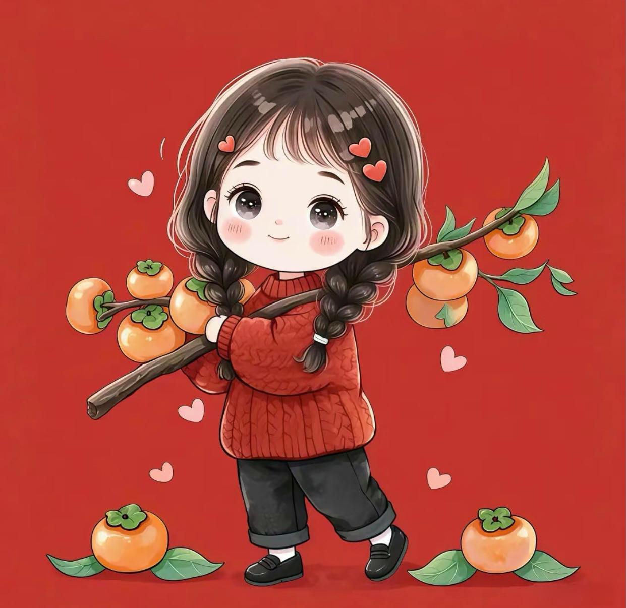 "柿柿如意 万柿大橘". 新年喜庆可爱小头像