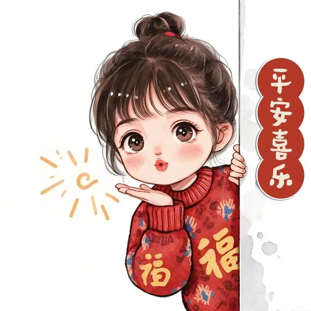 "平安喜乐" 幸运喜庆福娃新年专属头像~ 泰阔耐了